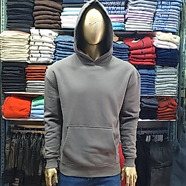 3 İplik Kompak Oversize Kapüşonlu Erkek Polar KOYU GRİ-S