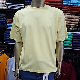 Orijinal Erkek Düz Renk Penye Tişört SARI-XL