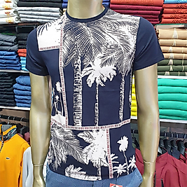 Orijinal Erkek Desenli Penye Tişört MAVİ-S