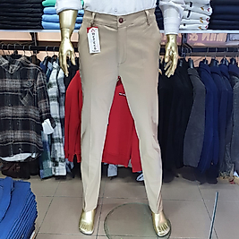 Erkek Likralı Düz Kesim Keten Pantolon KREM-38