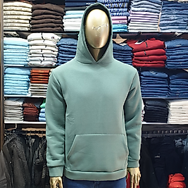 3 İplik Kompak Oversize Kapüşonlu Erkek Polar YEŞİL-XXL