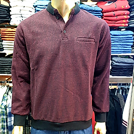 Polo Yaka Erkek Yün Triko Kazak BORDO-XL