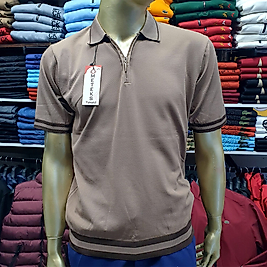 Polo Yaka Erkek Triko Tişört KAHVE-XL