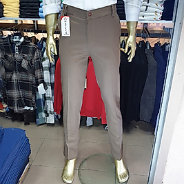 Erkek Likralı Petek Dokulu Keten Pantolon KAHVE-36