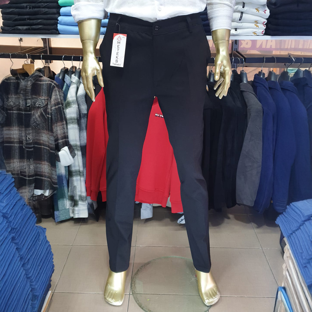 Erkek Likralı Düz Kesim Keten Pantolon