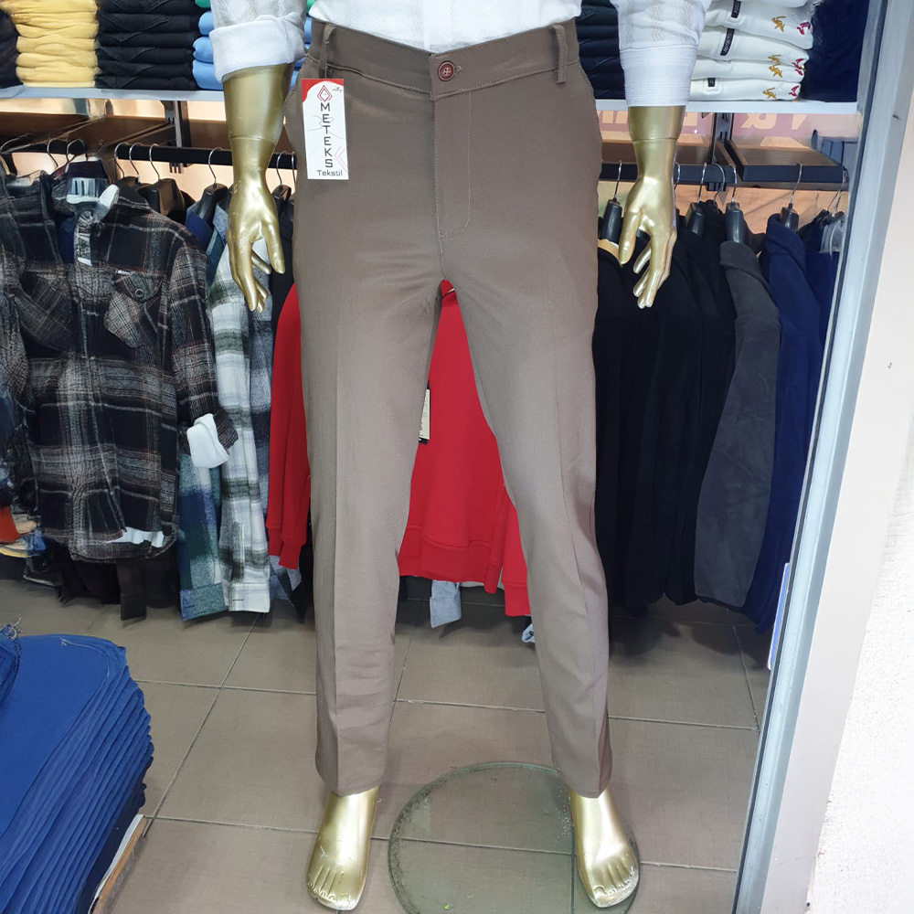 Erkek Likralı Petek Dokulu Keten Pantolon