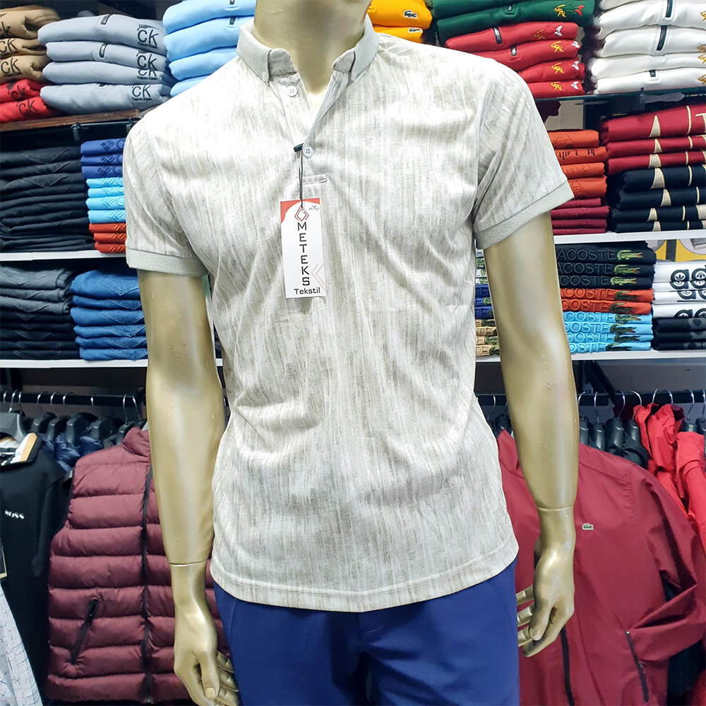 Dijital Çubuk Baskılı Erkek Tişört