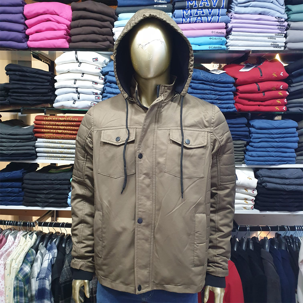 Kanvas Kumaş İçi Kürklü Erkek Kışlık Mont